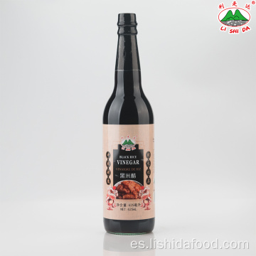 Botella de vidrio de 625 ml de vinagre de arroz negro